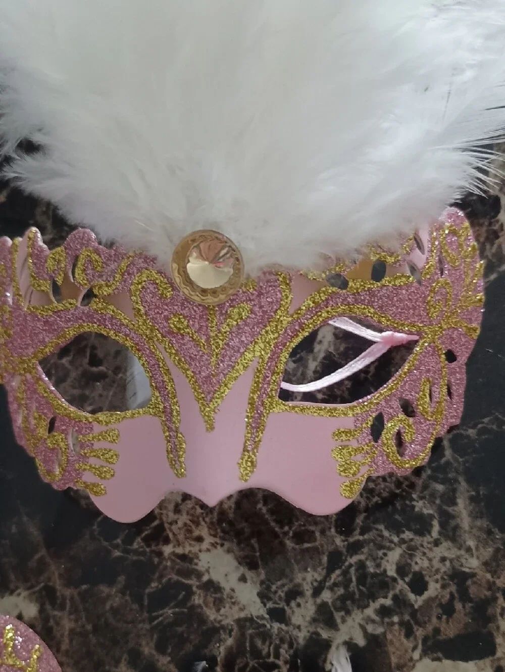 Women's Pink Feather Masquerade Eye Mask Ornaments -